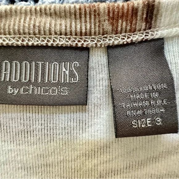 Chicos Sz 3 open front coverup- Earthtones-VG preowned 3/4 sleeves -Cotton - Picture 2 of 7